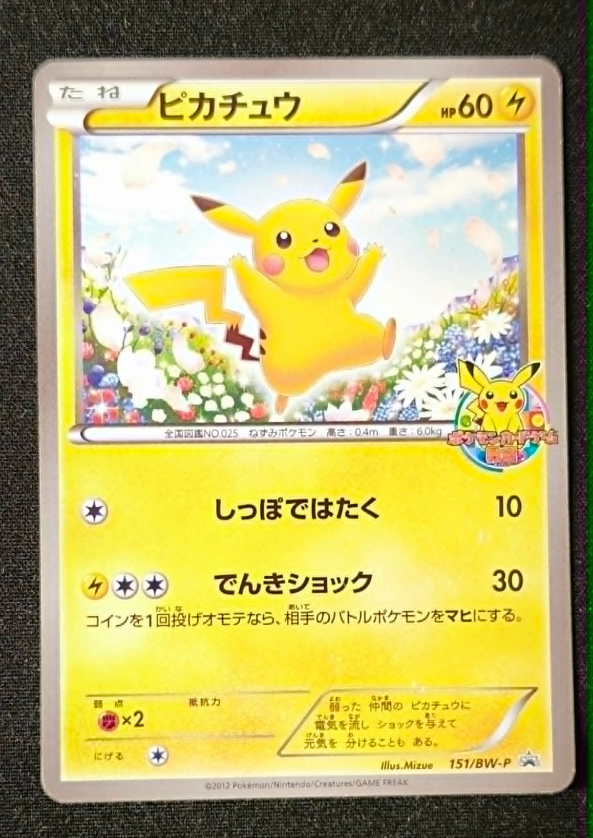 Carte Pokémon Japonaise Promo BW-P 151/BW-P : Pikachu — Light Played GengyGallery
