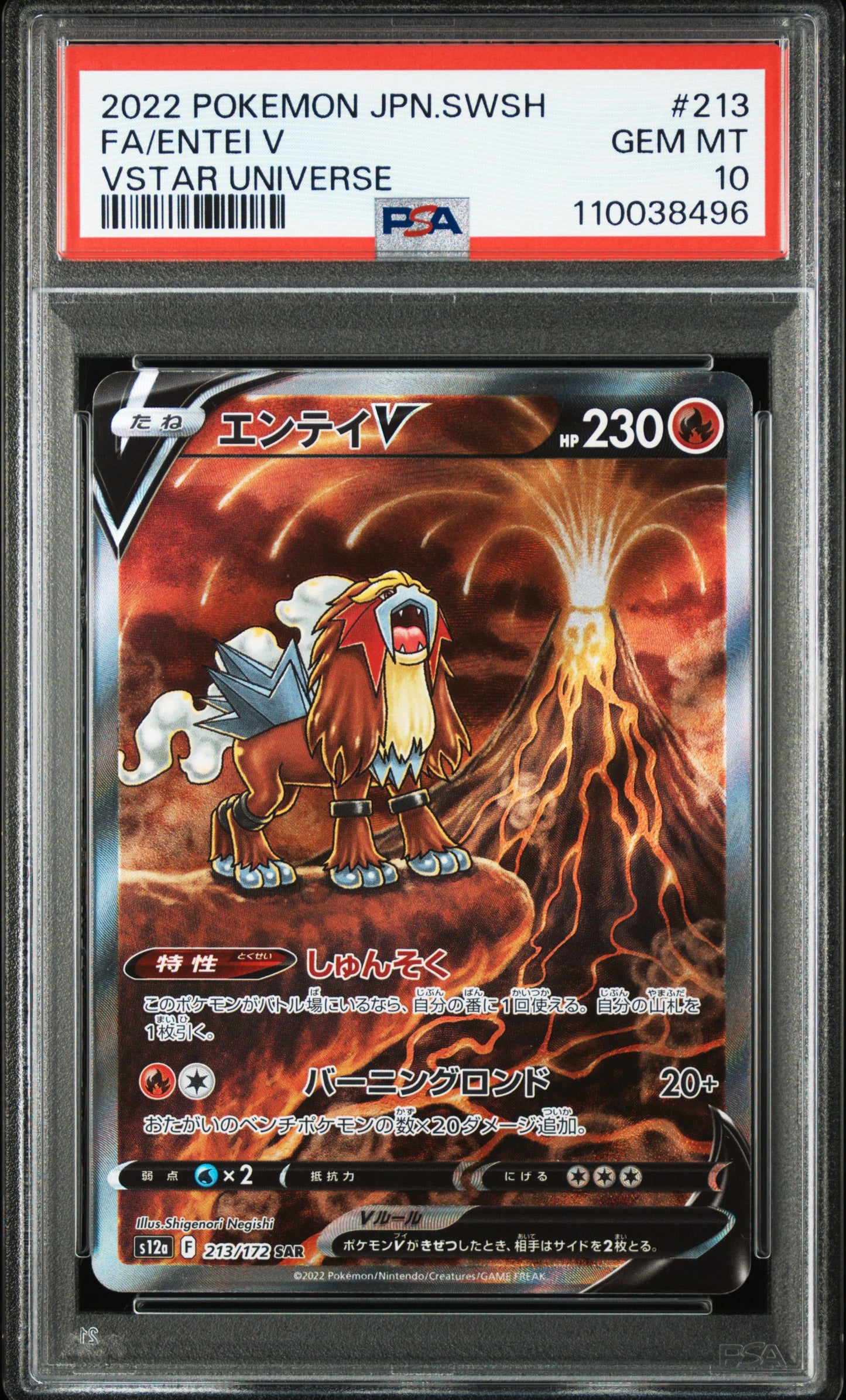 Japanese Pokemon Card Entei V 213, Suicune V 215 and Raikou V 218 SAR VSTAR UNIVERSE PSA 10 SEQUENTIAL