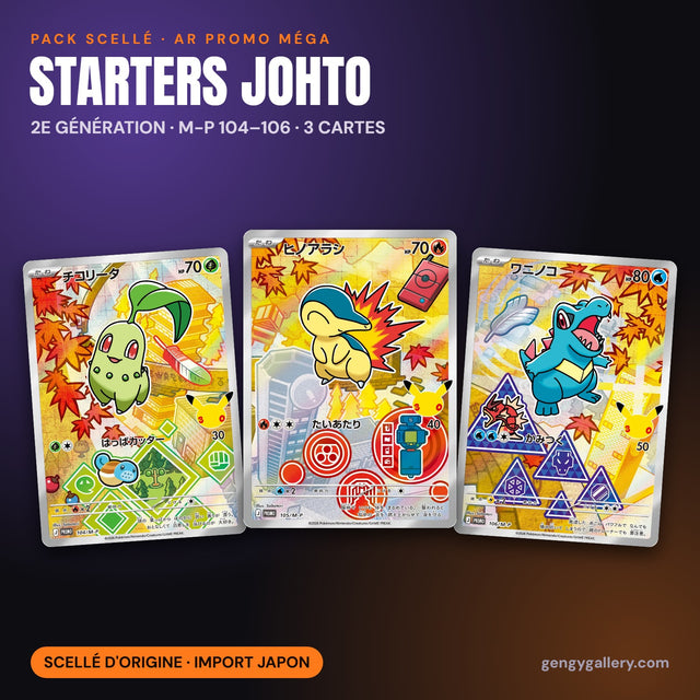 Pack scellé AR promo Méga – les 3 starters de Johto
