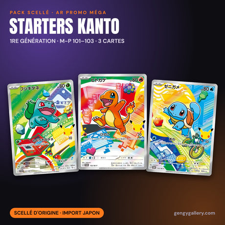 Pack scellé AR promo Méga – les 3 starters de Kanto